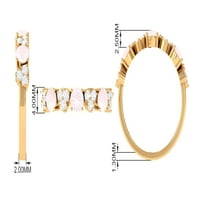 Prirodni ružinski kvarcni prsten sa moissite, okrugli rez ružični kvarc srca za žene, 14k žuto zlato,