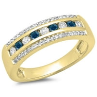 DazzlingRock kolekcija 0. Carat 14k okrugli plavi i bijeli dijamantni godišnjica vjenčanica CT, žuto