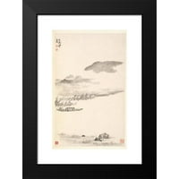 Min Zhen Crni moderni uokvireni muzej umjetnički print pod nazivom - River Pejzaž