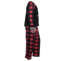 Božićni tisak Crno-crveni plaćeni porodični pidžami set