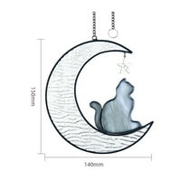 Viseće staklena mačka viseći ukras polumjesec i dizajn zvijezda sa željeznim lancem - elegantan zidni
