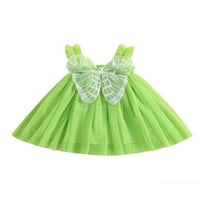 SDGHG Girls Haljina, zelena haljina za princezu bez rukava s leptir dekorom, slojevljena ljetna suknja