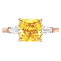 CT sjajan asečji rezan prirodni citrin 14K Rose Gold Tro-kameni prsten SZ 8.5