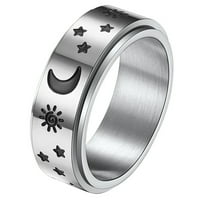Prsteni od nehrđajućeg čelika Mjesec i zvezdani prsten Stres olakšanje anksioznog prstena za angažman vjenčanih obećanja za žene muškarci