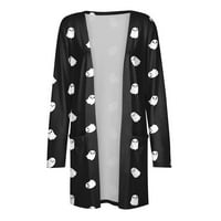 Cuoff Wouns Coats Jakne za žene Modni casual Halloween Print Dugi rukav Midi Cardigan džepni ženski