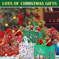 Owis božićne poklon torbe, netkane tote za ponovni tote s ručkama za Xmas poklon zamotavanje, 12,8 9,7 6,7