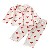 Toddler Baby Girl Satin pidžama je postavio PJS dugme dugih rukava dolje za spavanje na vrhu Hlače noćna
