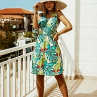 Ležerno cvjetno print V Ret Letth BOHO haljina za plažu