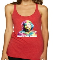 Divlji Bobby Marilyn Monroe Multicolor Pop Art Pop kultura Ženski TRI-Blend Racerback Tank, vintage mornarice, mala