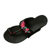 B91XZ Ljetne sandale Modne ljetne ženske sandale ravne lagane cvijeće Veze za etničko stil Thong plaže