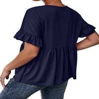 Glookwis Womens Ljeto kratkih rukava s majicama V izrez Tunika Criss Cross vrhovi Ters Lable Fit Workout majice