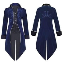Kaputičarski jakne, ležerni sasvim solid Halloween dugih rukava Suede Tuxedo Stage kostim jakna kaput opuštena tamno plava veličina L l