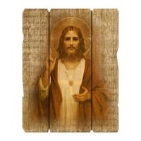 HIRTEN 1 2 9 Sveto srce Isusovog malog vintage plaketa sa vješalicama Zidna umjetnost Print Religiozna ploča Slika slika