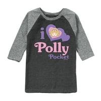 Polly džep - volim polly džep - grafička majica mališa i omladine Raglan