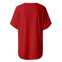 Womans vrhovi gradijentni ispis Thee bluza V-izrez kratki rukav labav majica modna ljetna odjeća za žene
