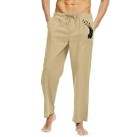 Ležerne pantalone za muškarce pero tiskane labave ugradnje ravnih znojnih hlača kaki veličine m