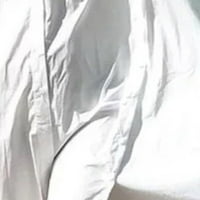 Absuyy haljine za žene Ležerne prilike tiskane s dugim rukavima V-izrez neregularne duge haljine bijele