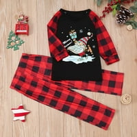 Božićni pokloni Božićska djeca ispis bluza vrhova i hlača Xmas Porodična odjeća pidžama, poliester crna