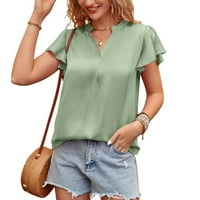 Ljetne pune boje rubne rubne kratke rukavske ženske ljetne majice za žene