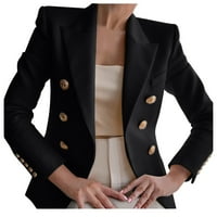 Elegantni poslovni ured za žene Ženska dam Solid gumb odijelo Jakna kaput crna l