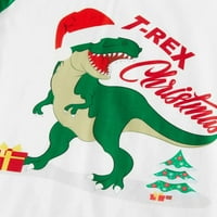 Porodični božićni božićni roditelj-dječji pidžami, ležerni crtani dinosaurus tisak dugih rukava kraljevske majice + elastični struk duge pantalone dugih za odrasle za odrasle za odrasle za djecu