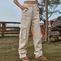 High Squiks teretni hlače Žene ravne široke hlače za noge Trendi ženski proljetni ljetni džepni gumb