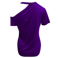 Hanas vrhovi ženske modne ležerne pune boje majica sa kratkim rukavima, majica s kratkim rukavima Purple