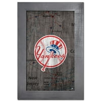 Njujork Yankees 11 '' 19 '' Framed Tim City Map znak
