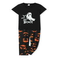 Peyakidsaa Halloween Pajamas Porodični set Ghost Ispis majica s kratkim rukavima Štampane hlače za spavanje