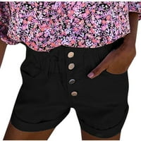 Tawop Ženske kratke hlače Ležerne prilike elastične hlače Pocket šarke za muškarce Ležerne ljetne crne veličine 10