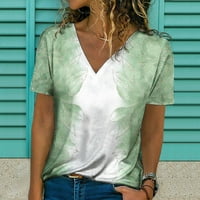 Njoeus Odjeća za majice za žene Ženske kratke rukave Povremene majice s V-izrezom Ispisane ljetne bluze