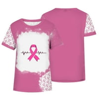 Cleariance za podizanje raka dojke modna žena kauzalna okrugla vrata za ispis bluza kratkih rukava majica ljetnih vrhova