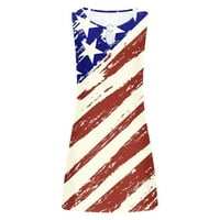 Lastso Women's 4. jula V-izrez Izrez izrezani haljina bez rukava O-prstena mini haljina duljina koljena labava američka zastava Štampana patriotska haljina modna ulična odjeća
