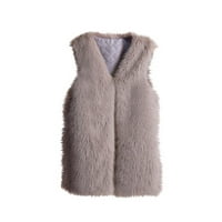 Dezsed Wims Windes Fuzzy Fleece vest za jaknu Ženska modna srednja dužina Fau Fuzzy Vest Topao ženski kaput Fuzzy Tops Gray XL