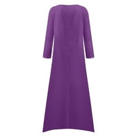 Ljetne haljine za žene s dugim rukavima Labavi linijski ispisani haljini izrez za odmor Purple XXL