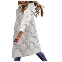 Xiuh ženski dugi zimski kaput prsluk s kapuljačom s kapuljačom s džepovima prekrivenim prslukom niz