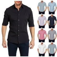 Mlqidk muške košulje slim fit lažni gumb patentni košulje s dugim rukavima košulje za muškarce Oxford