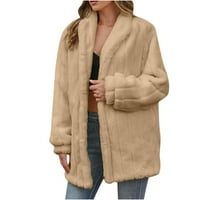 Ženske zimske kapute Ženske zimske tople FALE kaput Topla krznena jakna dugih rukava s dugim rukavima, ženske odjeće za žene i kapute