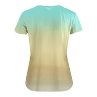 Ljetni print veliki kratki rukav labav 3D majica kratkih rukava Ženski print plus veličina v izrez Bluze