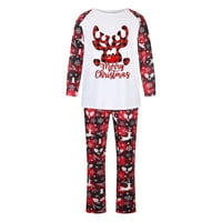 Absuyy roditelj-dijete odjeća za slobodno vrijeme - božićni odjevni odijelo Patchwork Plaid Ispiši okrugli izrez dugi rukav pidžami dvodijelni setovi domaća ručica veličine m