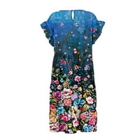 Haljine za prodaju za žene Plus veličine kratkih rukava za tisak cvjetnog uzorka Okrugli izrez Ruffle