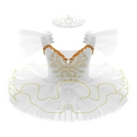 AISLOR Dječje djevojke Skins Skirted Leotard Tutu Skirted Princess haljina za baletni ples 3- bijeli 9-10