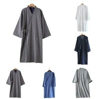 Muškarci Japanski kimono pamuk ogrtač Yukata dugi ogrtač Caffove Pajamas casual kućna odjeća mornarica