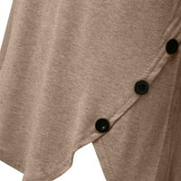 Košulje za žene grafički okrugli vrat sa ukrasite gumb Ispis kratkih rukava asimetrična čvrsta bluza