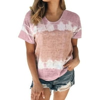 Ženske majice kratki seleves majica TOP Ljeto O-izrez 4xl ružičasti gradijent Ispis Regular