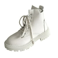 Cipele za žene jesen i zimske žene bočne patentne patentne patentne patentne čipke Up Brisansh Style pojačane kratke čizme u bijeloj boji