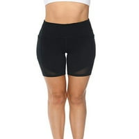 Niuer Dame Workout Sport Short Hlače High Squik Yoga kratke hlače Jednobojna dna ljetne tajice Tummy Control Mini pantalone crni 3xl