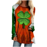 Jsaierl Womens St. Patrick's Dnevni komisije Ležerne prilike dugih rukava Print Tee Irish Crew vrat modni vrhovi udobne tučke majice Lucky majica