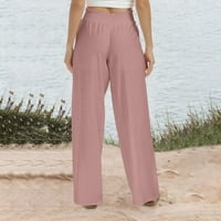 Smihono ponude ženske hlače sa širokim nogama visokih struka pravne hlače casual pantalone vježbanje trčanja olovke pune dužine hlače ženske planinarske hlače ružičaste 8
