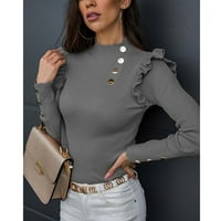 Entyinea Ženska štednja i majice dugi rukav smiješan ispis pada slatka casual pulover majica vrhovi sivi l